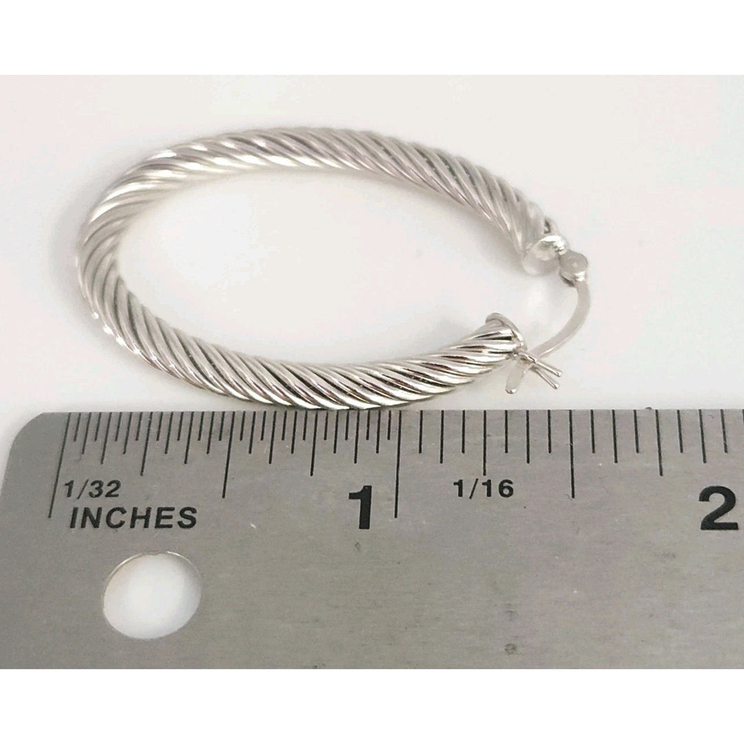 925 Sterling Silver Twisted Textured Hoop Earrings