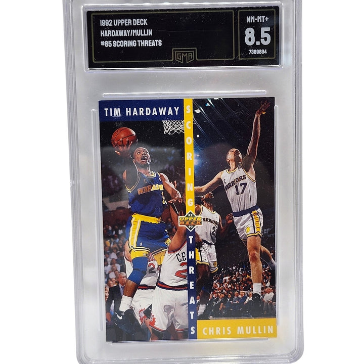 1992 Upper Deck Tim Hardaway Chris Mullin #65 GMA 8.5 NM-MT+ GS Warriors Card