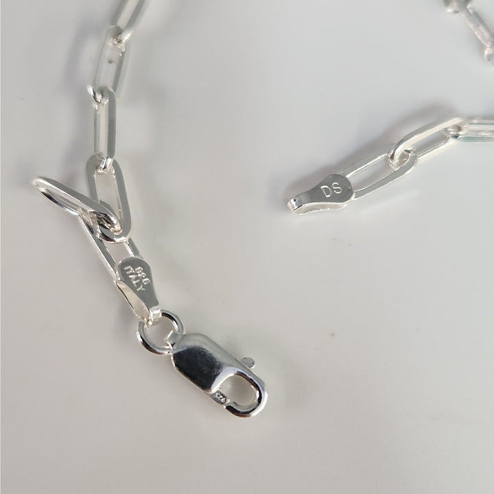 925 sterling silver Paperclip link bracelet 8"