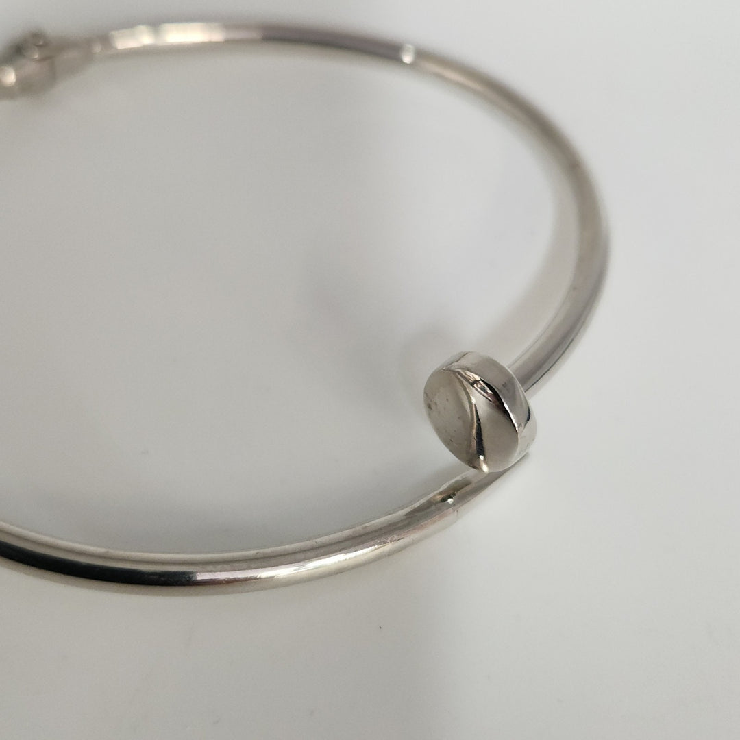 Fashion 925 Sterling Silver Nail Style Bangle Bracelet Modern Design