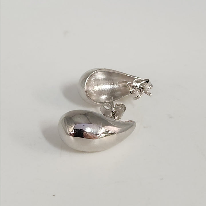 925 Sterling Silver  Teardrop Stud Earrings Bold Polished