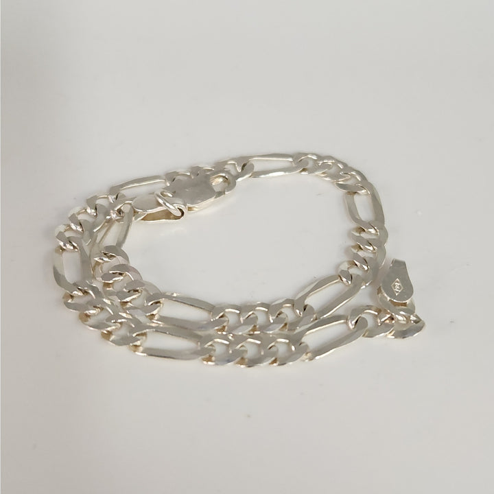 Set of 925 Sterling Silver Figaro's Necklace 24" & bracelet 7.5"