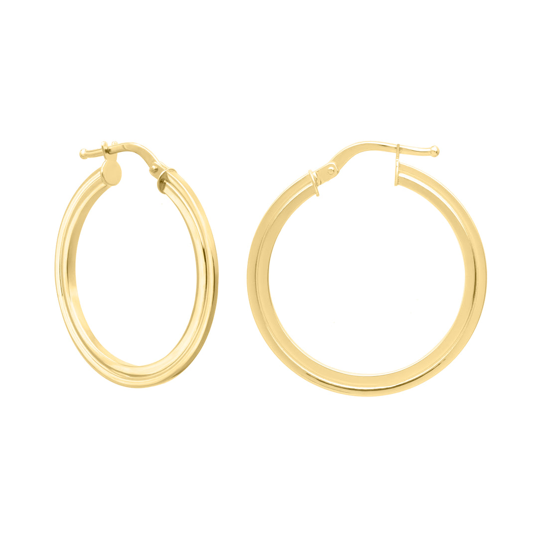 14K Gold Round Concentric Hoops