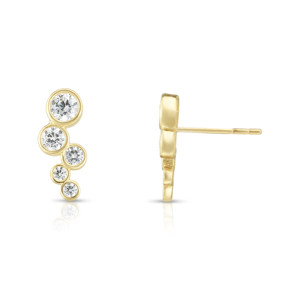 14K Gold Bezel Set CZ Ear Climber