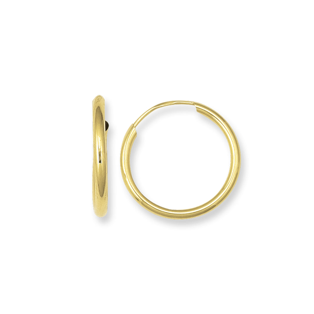 14K Gold 1x13mm Endless Hoops