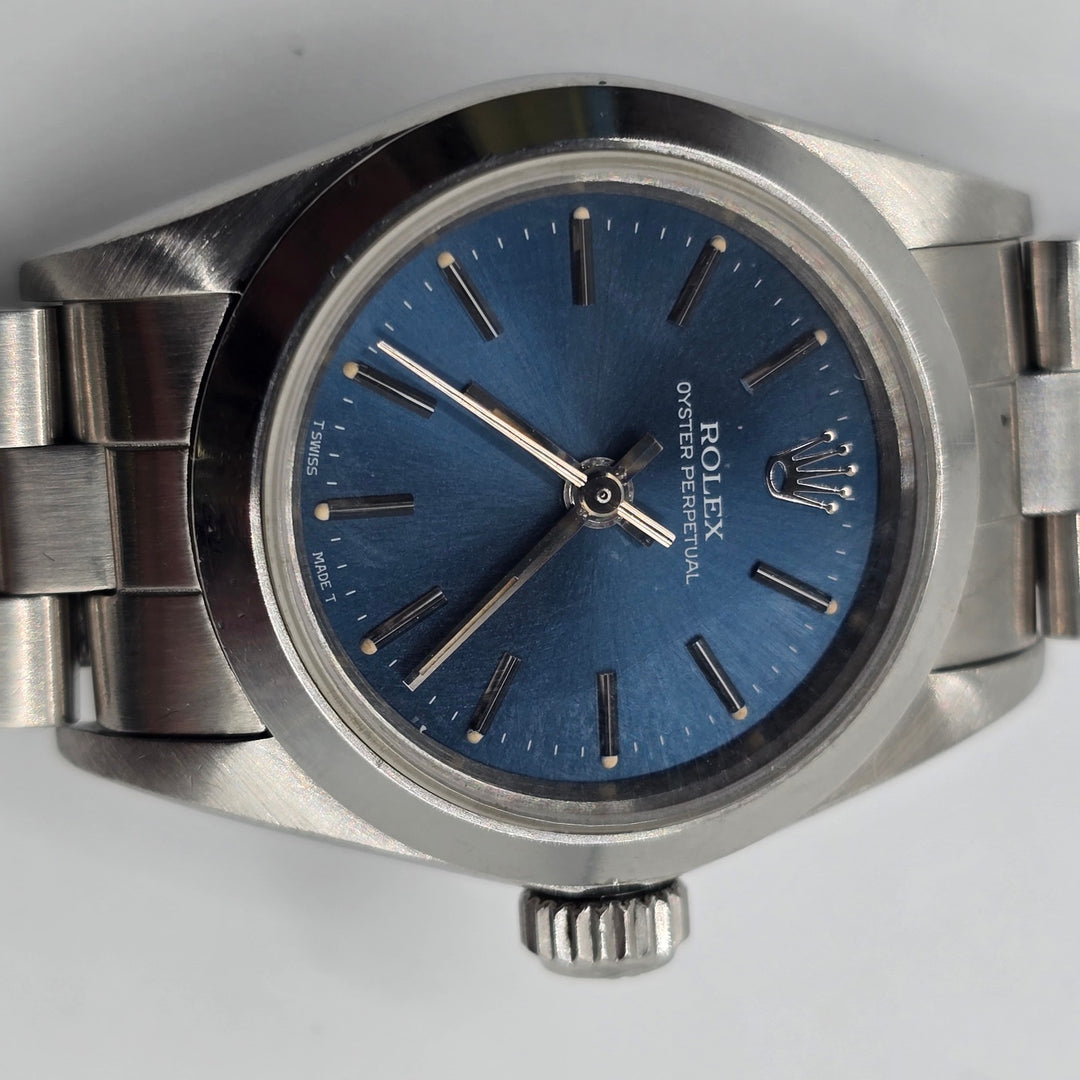 Rolex Oyster Perpetual 67180 Blue Dial 24mm Stainless Steel Watch
