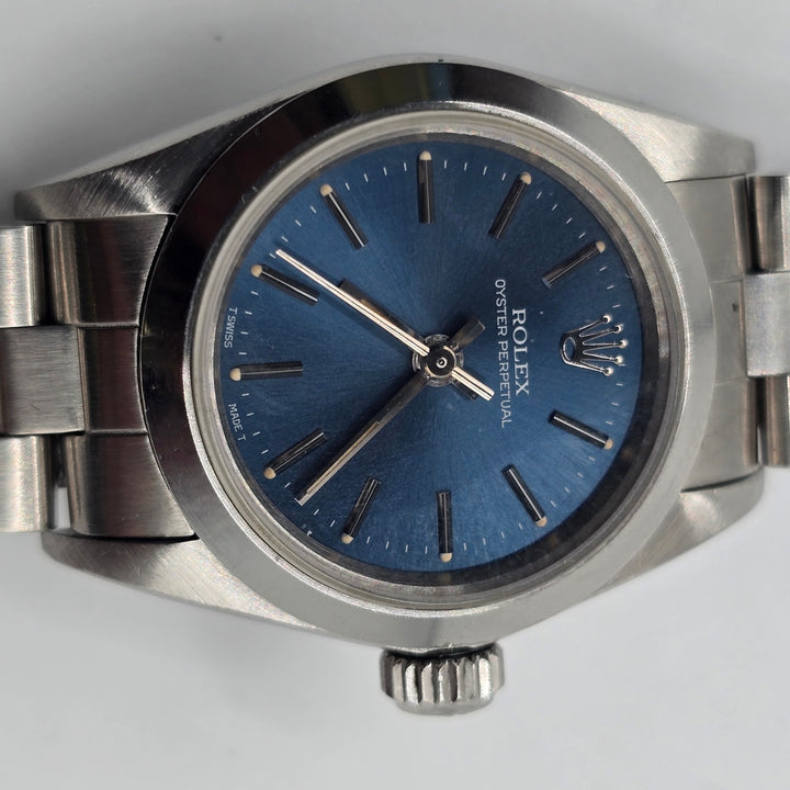 Rolex Oyster Perpetual 67180 Blue Dial 24mm Stainless Steel Watch