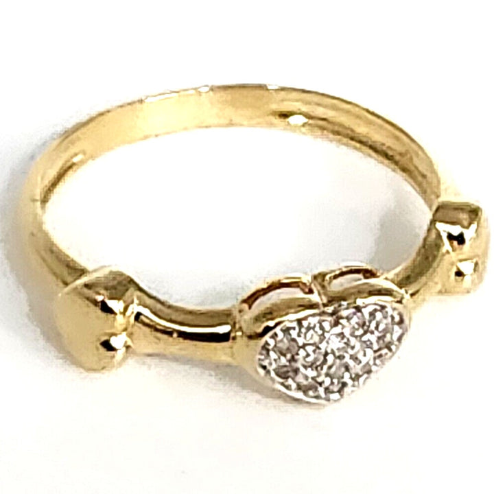 18k Yellow Gold Diamond Heart Ring Size 6.75
