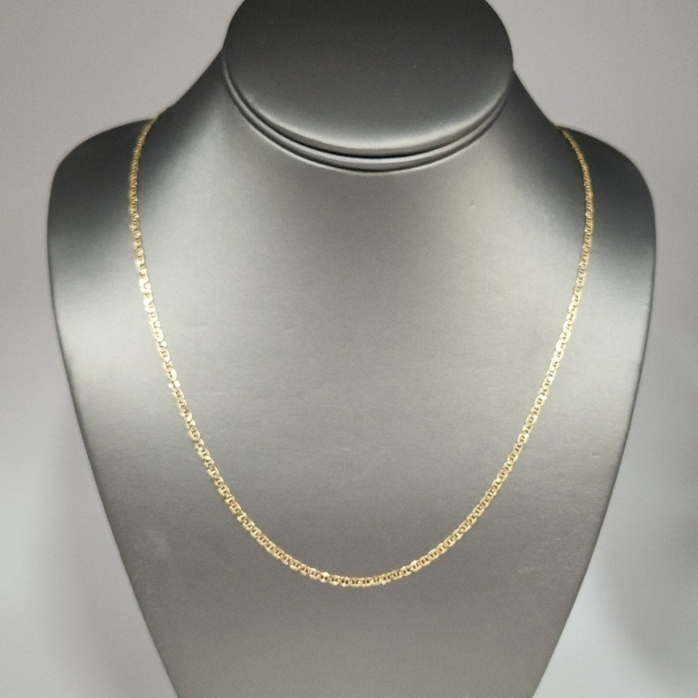 10K Yellow Gold Mariner Link Chain Necklace 20"