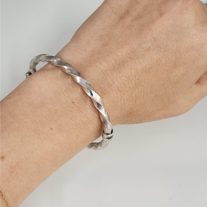 Vintage Sterling Silver Twisted Rope Bangle Bracelet 10g