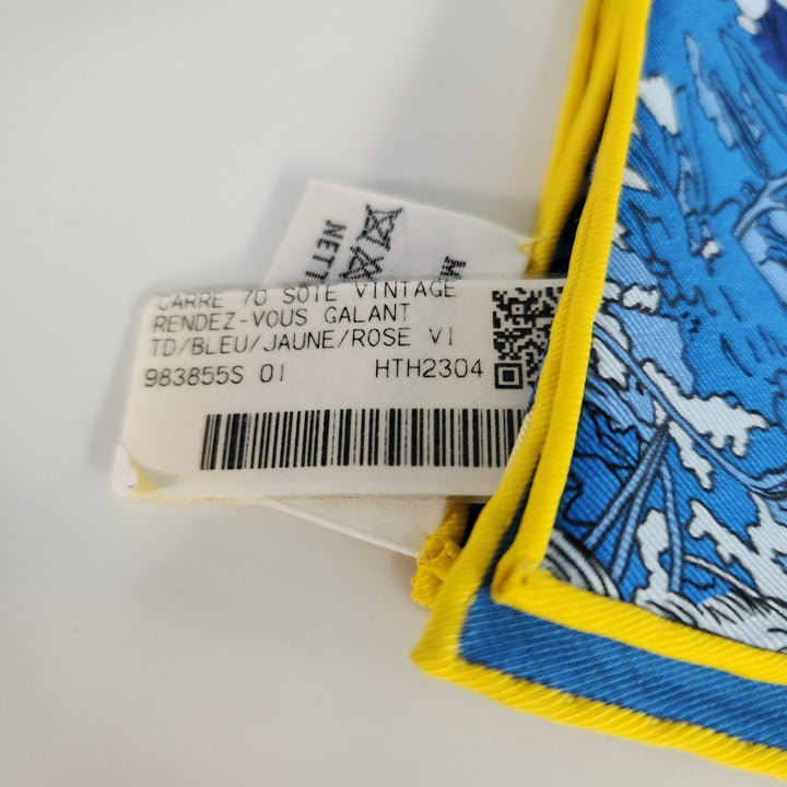 New Hermes Silk Scarf 70cm 100% Silk Blue/Rose Color