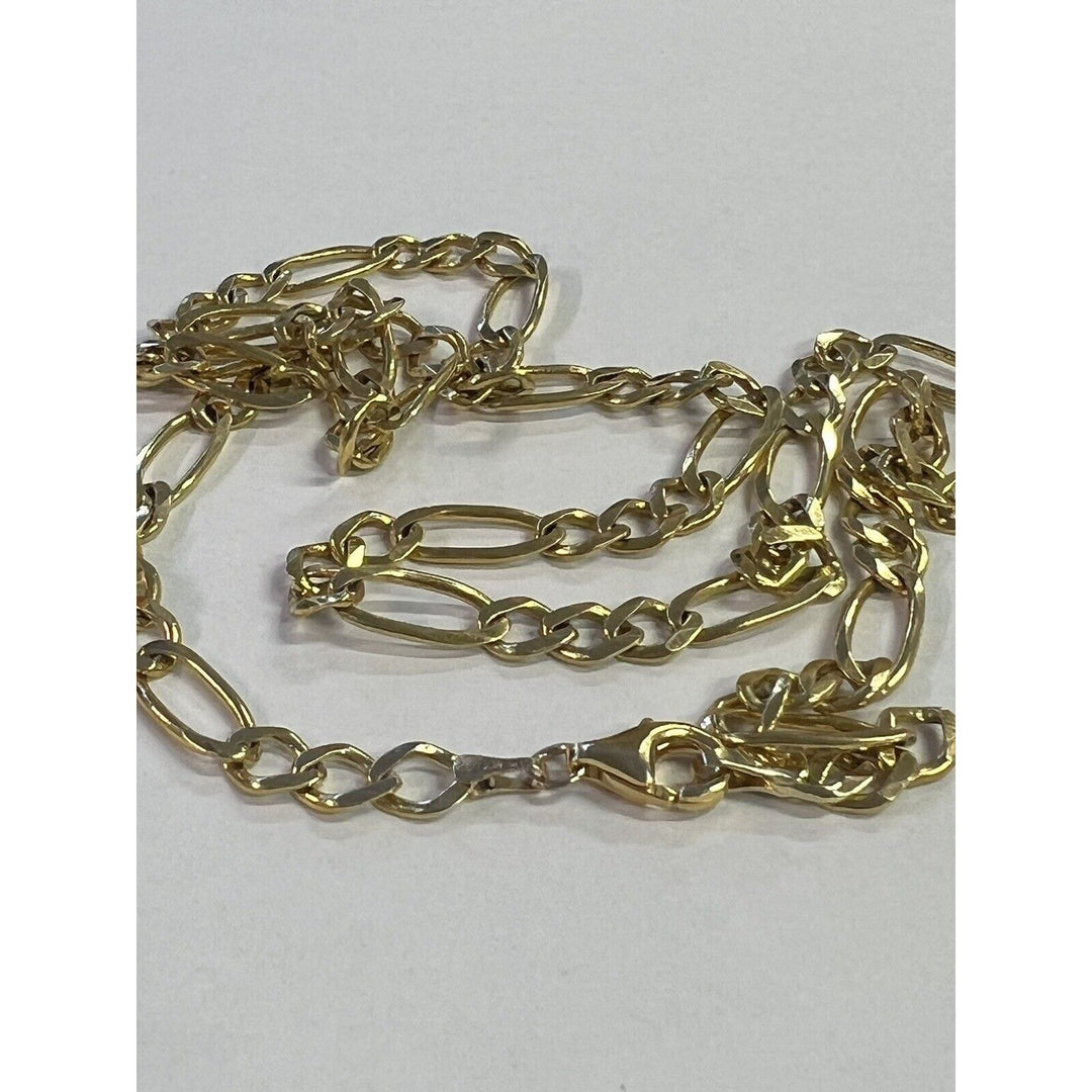 14k Gold Heavy Figaro Chain Necklace, 22in , 19.6g