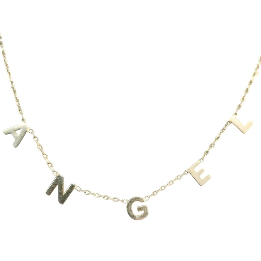 925 Sterling Silver Gold -Tone "ANGEL" Letter Charm Necklace 16"