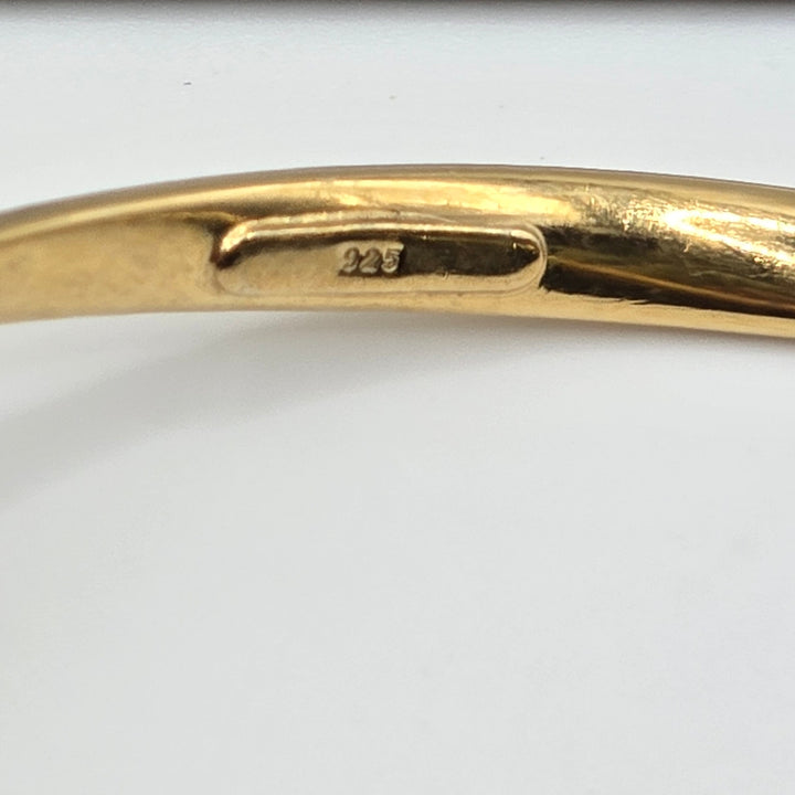 925 Sterling Silver Gold Plated Wavy Bangle Bracelet 4.8g