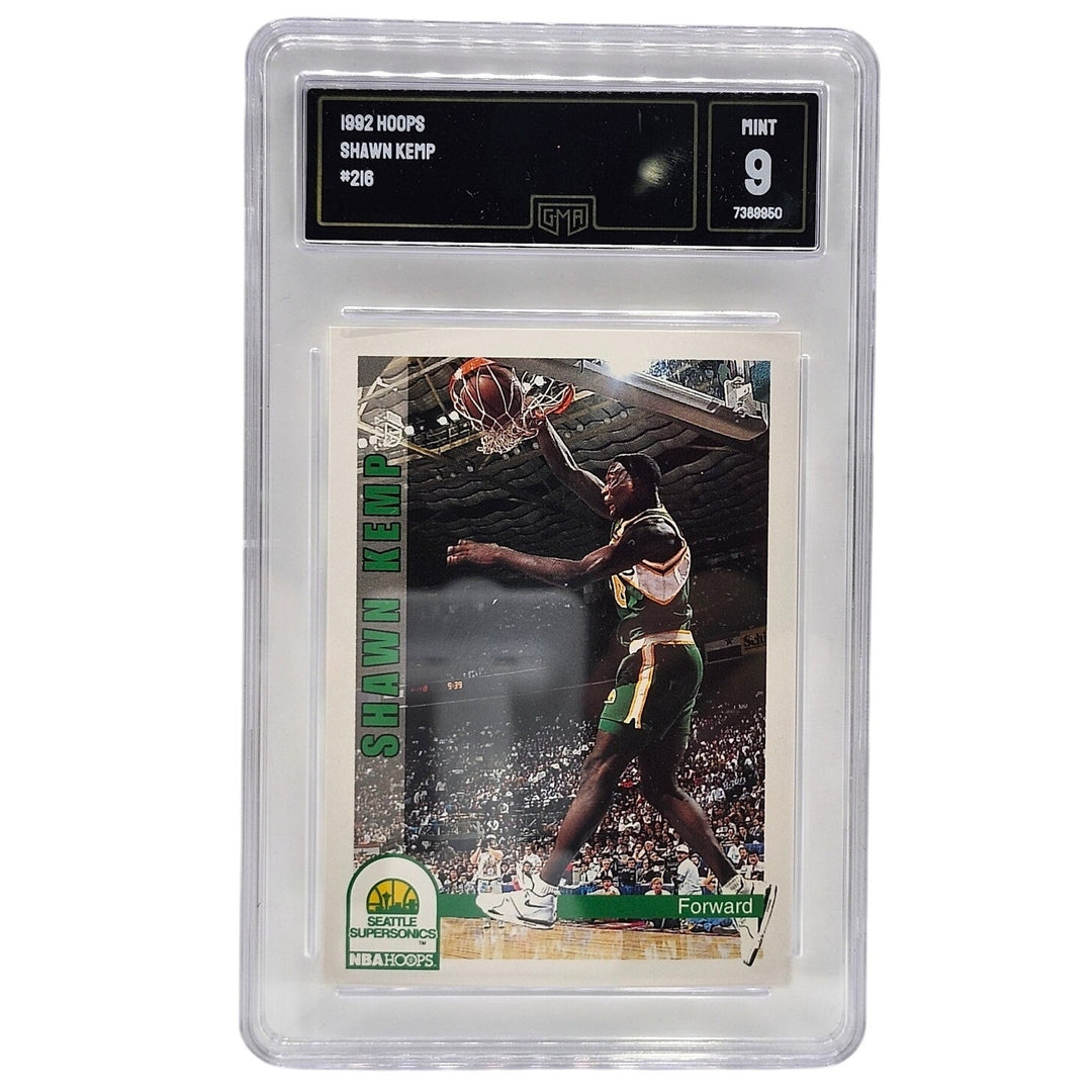 1992 NBA Hoops Shawn Kemp #216 GMA 9 MINT Seattle SuperSonics Basketball Card