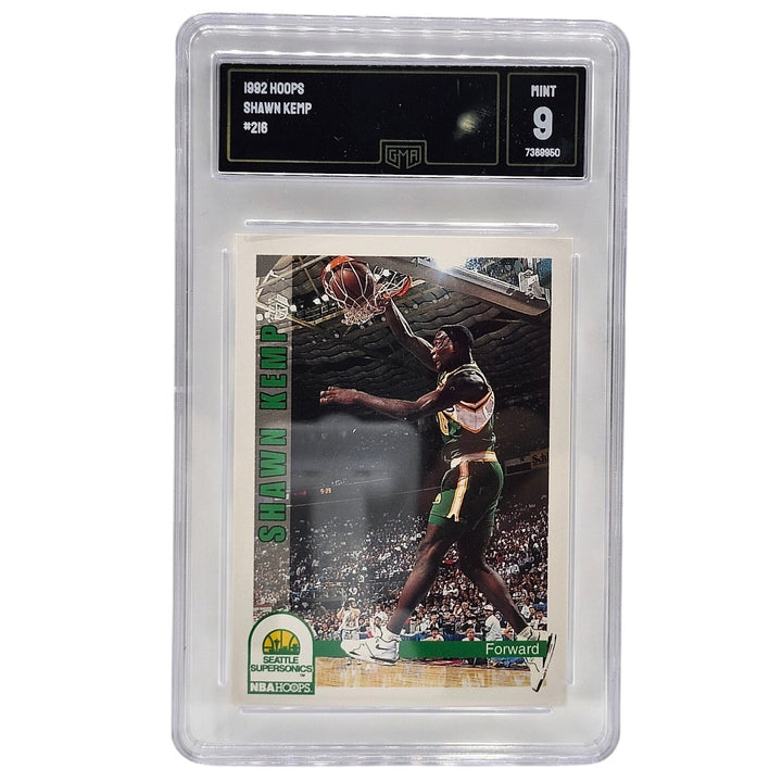 1992 NBA Hoops Shawn Kemp #216 GMA 9 MINT Seattle SuperSonics Basketball Card