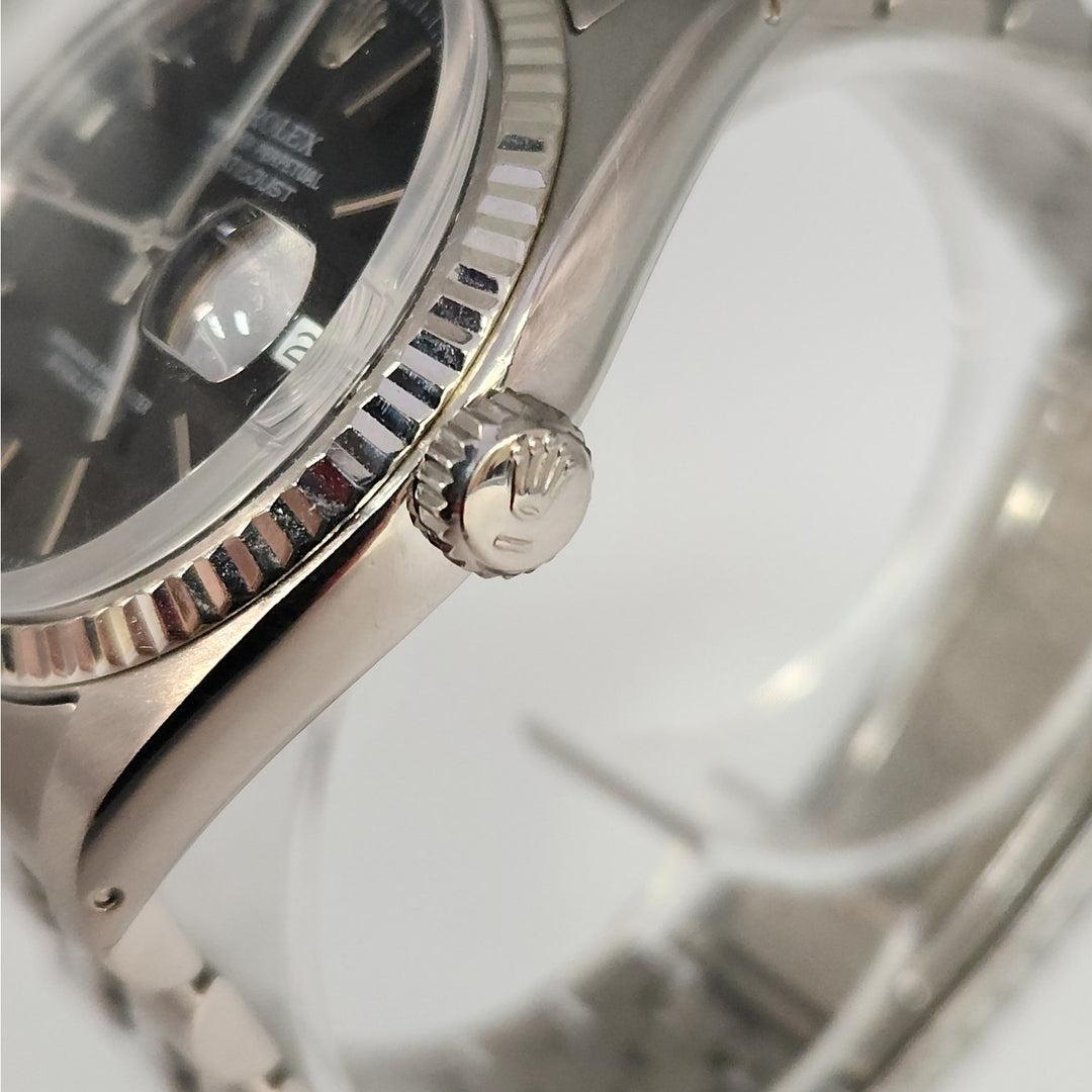 36MM Rolex 16014 Oyster Perpetual Datejust Jubilee Fluted White Gold Bezel