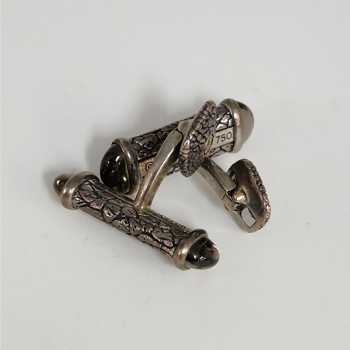 David Yurman 925 Sterling Silver 18k Gold 750 Cabochon Iolite Cufflinks