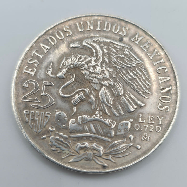 1968 Mexico 25 Pesos Silver Coin – Mexico City Olympics .720 Silver