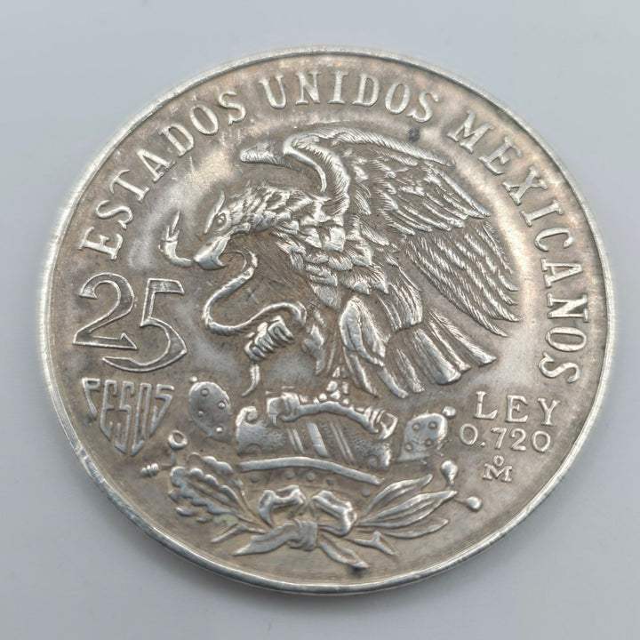1968 Mexico 25 Pesos Silver Coin – Mexico City Olympics .720 Silver