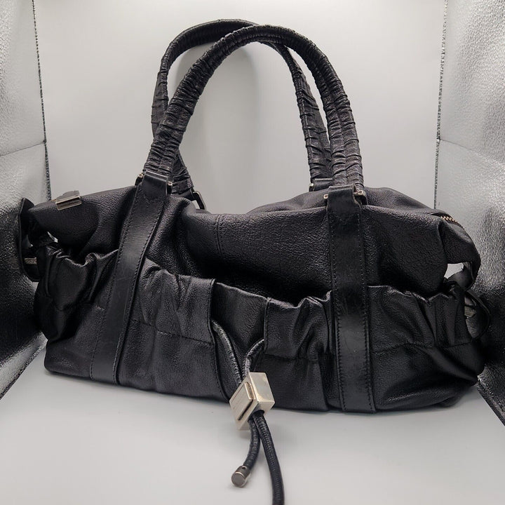 Authentic Burberry Black Leather Hobo Shoulder Bag