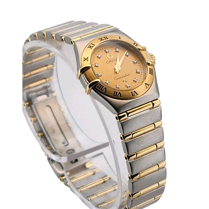 Omega Constellation 18k Gold & Stainless Steel Diamond Dial Women's Watch 22mm