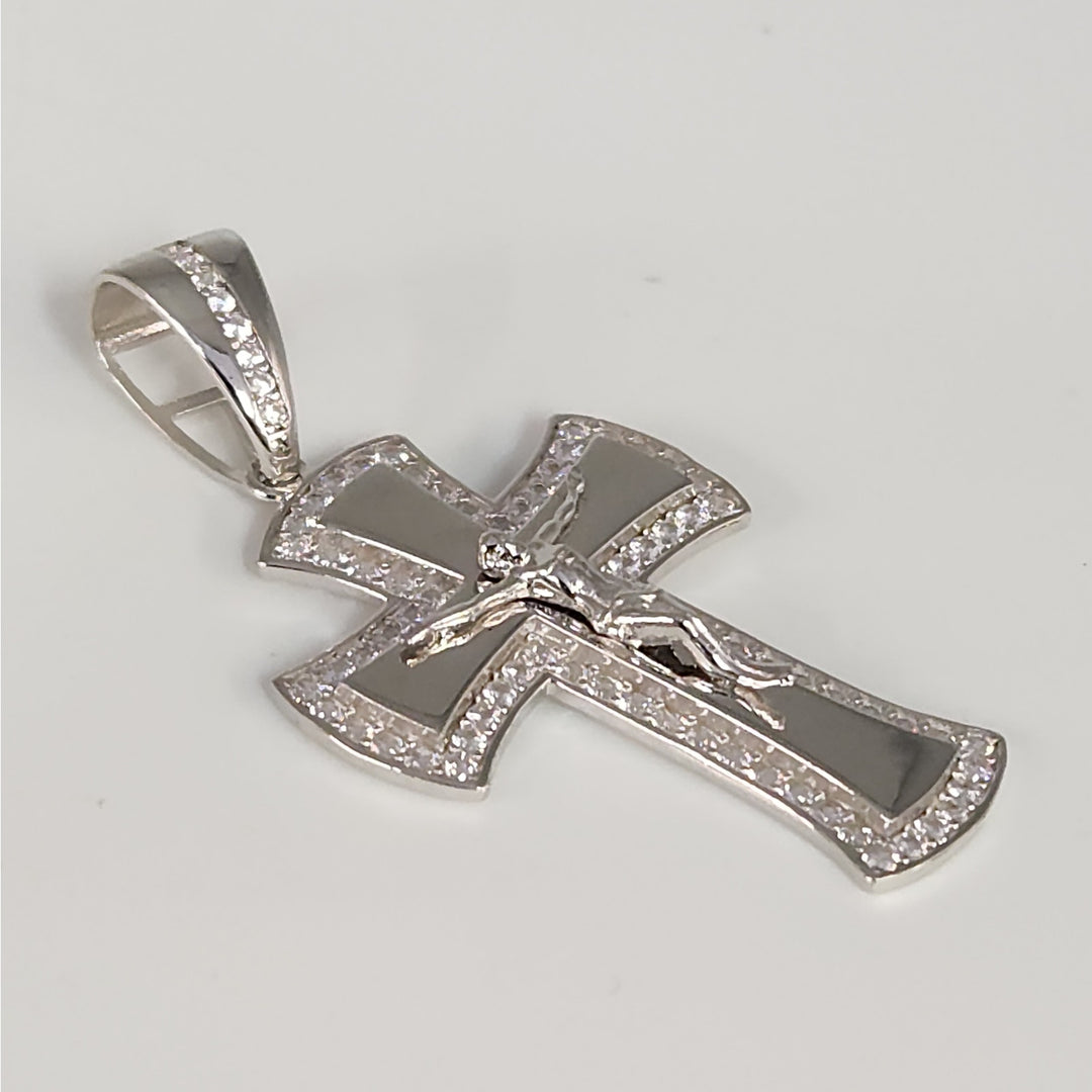925 Sterling Silver  CZ Crucifix Cross Pendant