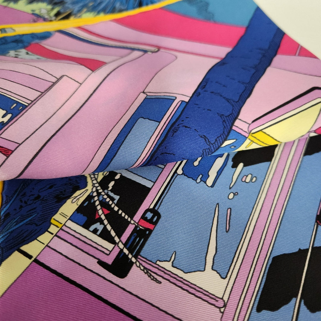 New Hermes Silk Scarf 70cm 100% Silk Blue/Rose Color