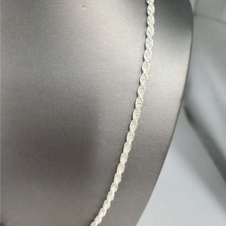 925 Sterling Silver Rope Chain Necklace 22",  3.9 mm, 27 g
