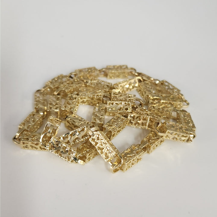 Vintage 10K Yellow Gold Textured Nugget 23g Necklace 21"