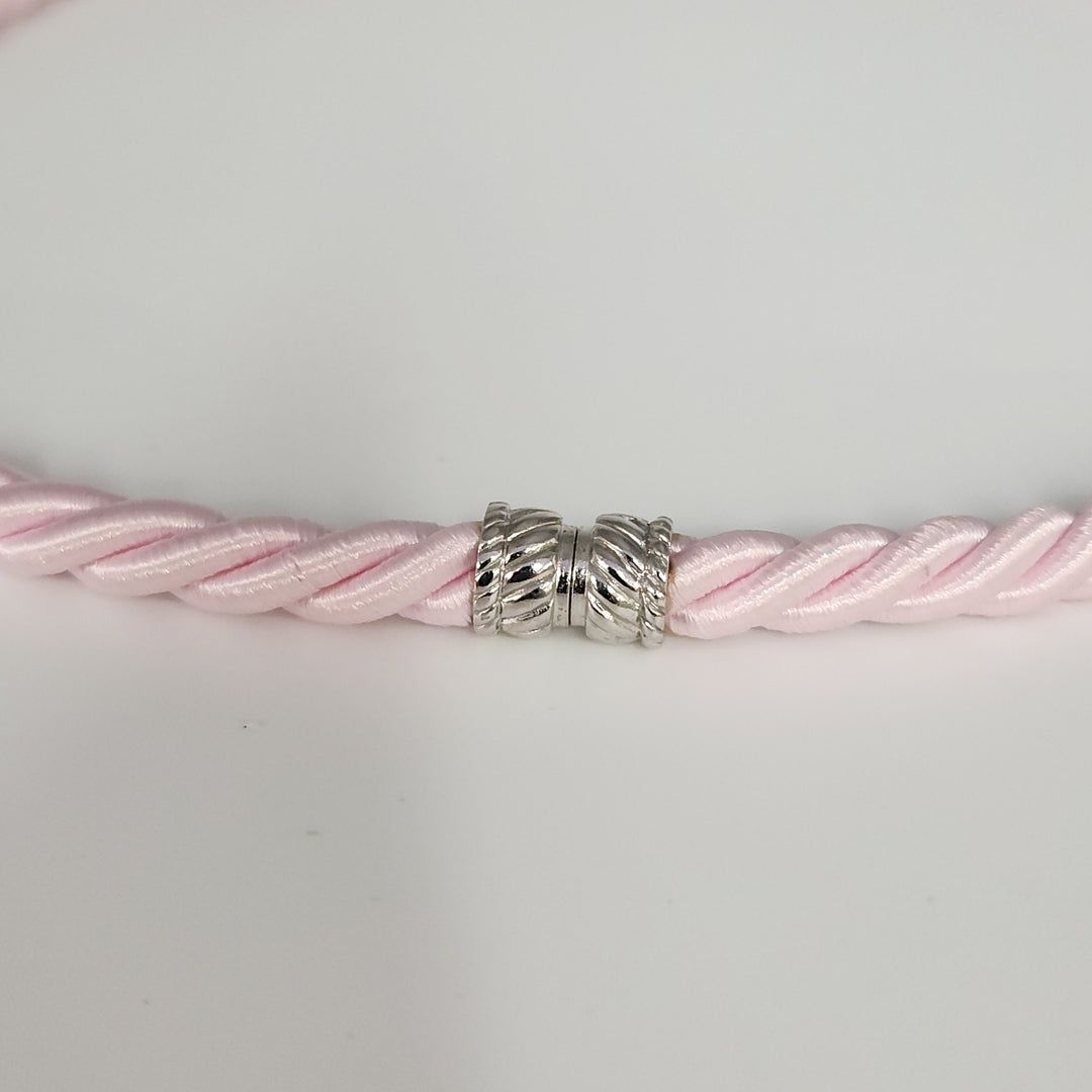 Judith Ripka Braided Pink Choker With Sterling Magnet Clasp 17"