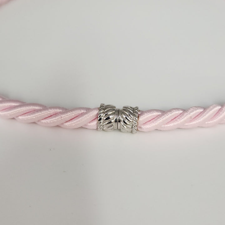 Judith Ripka Braided Pink Choker With Sterling Magnet Clasp 17"