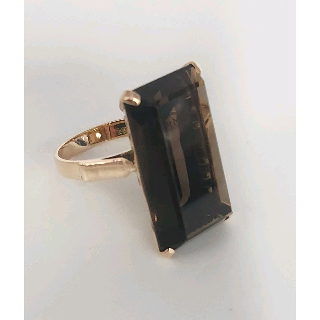14k Yellow Gold Natural Smoky Quartz Ring Size 7