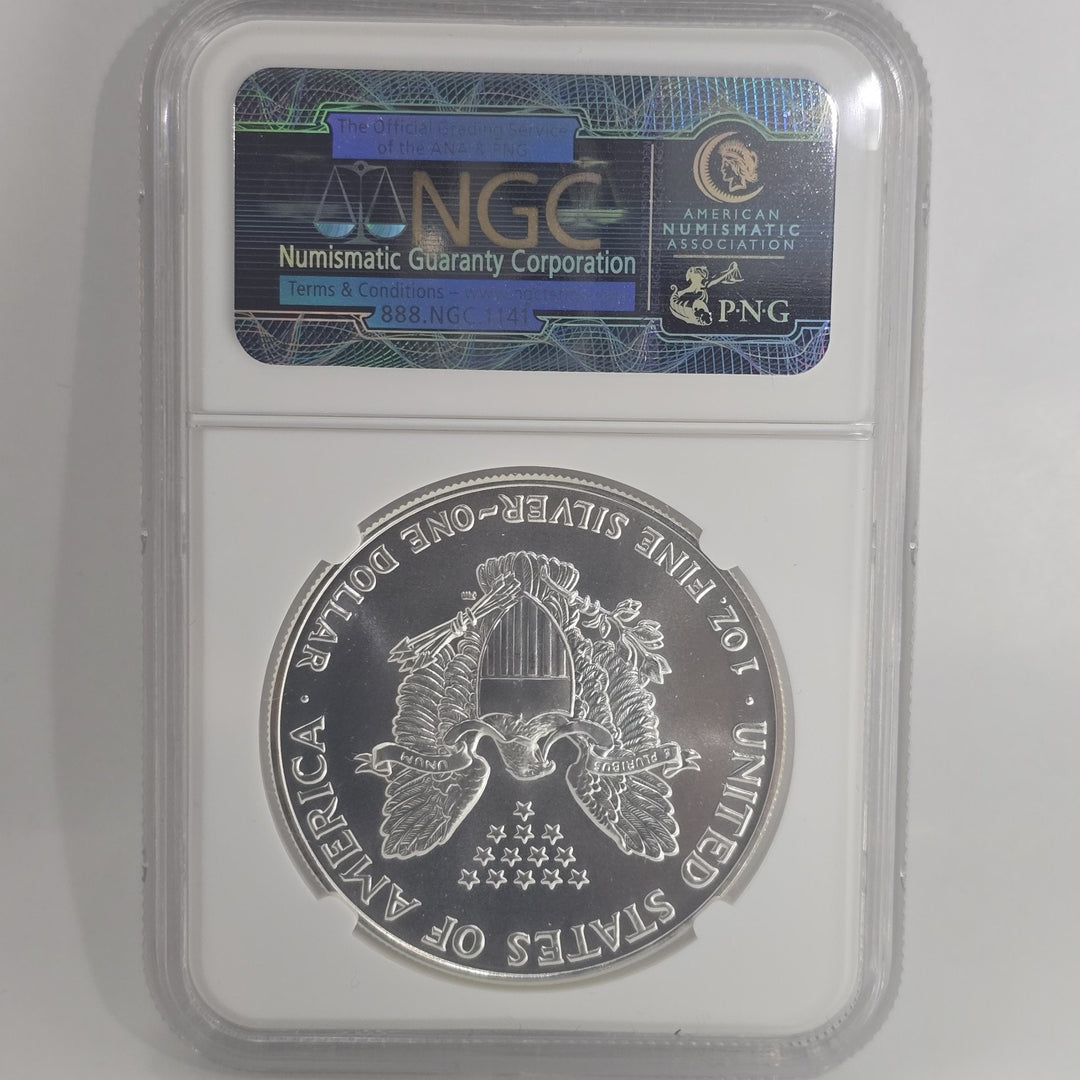 1992 American Silver Eagle, 1 Oz Fine .999 Silver USA Uncirculated $1 NGC MS69
