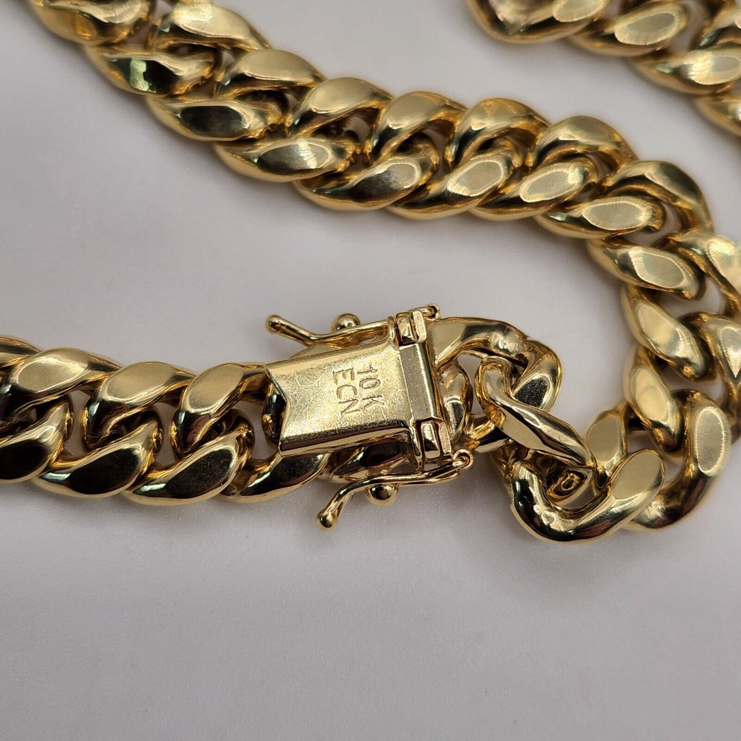 10k Yellow Gold Hollow Cuban Chain Necklace 18"