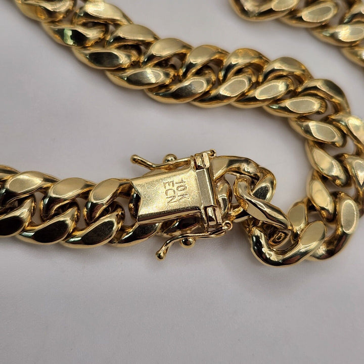 10k Yellow Gold Hollow Cuban Chain Necklace 18"