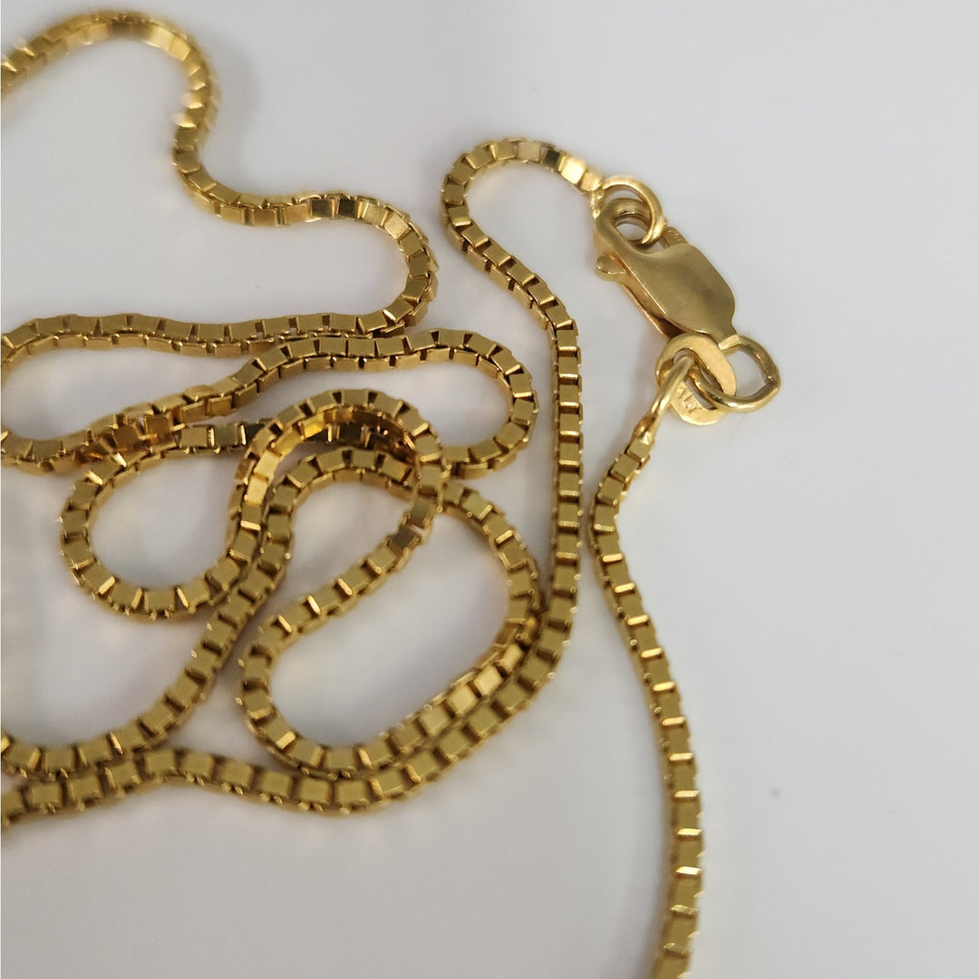 10k Yellow Gold Box Chain Necklace 18" Classic Square Link Chain