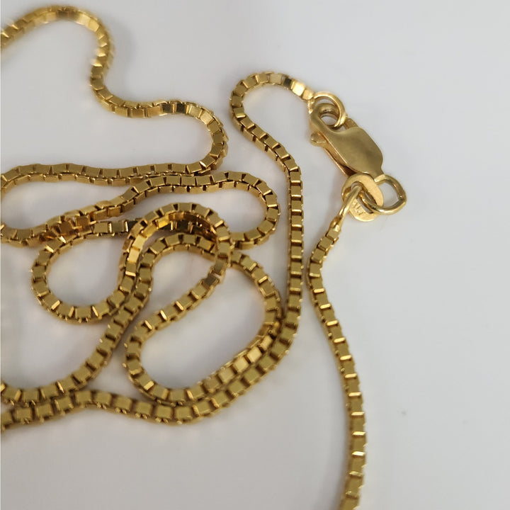 10k Yellow Gold Box Chain Necklace 18" Classic Square Link Chain