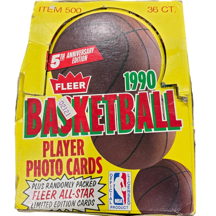 1990 Fleer Basketball Factory Box – 36 Packs – 540 Cards – NBA
