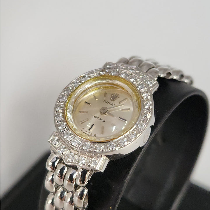 Vintage Rolex Precision 2604-9 18K White Gold Diamond Ladies Watch- Serviced