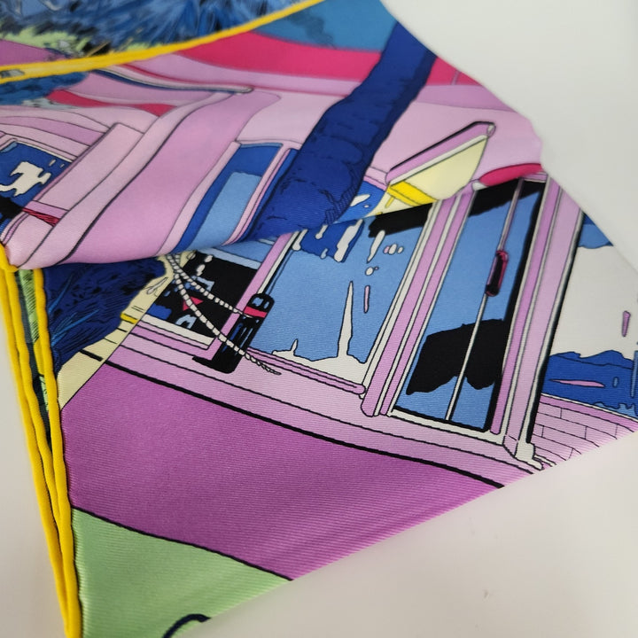 New Hermes Silk Scarf 70cm 100% Silk Blue/Rose Color