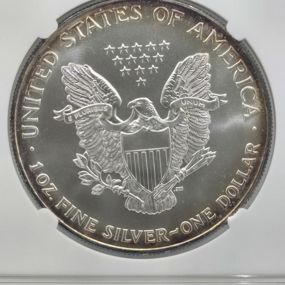 1988 American Silver Eagle, 1Oz Fine .999 Silver Uncirculated $1 NGC MS69 Toning