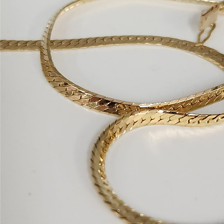 14K Yellow Gold Herringbone necklace 21" solid gold chain