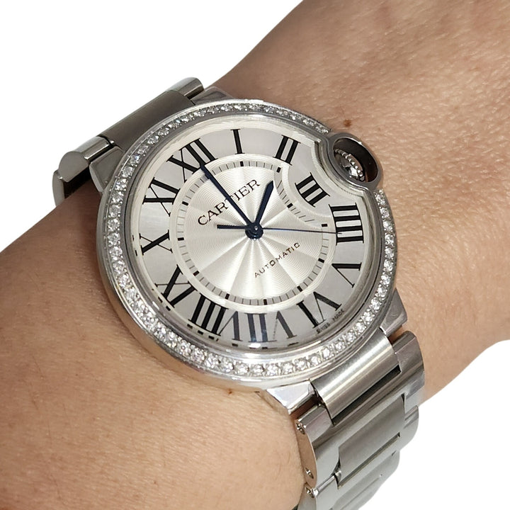 Cartier Ballon Bleu 36MM Automatic Diamond Bezel Watch
