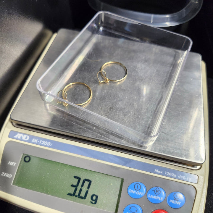 9k Yellow Gold Hoop Drop Earrings, 3.0g