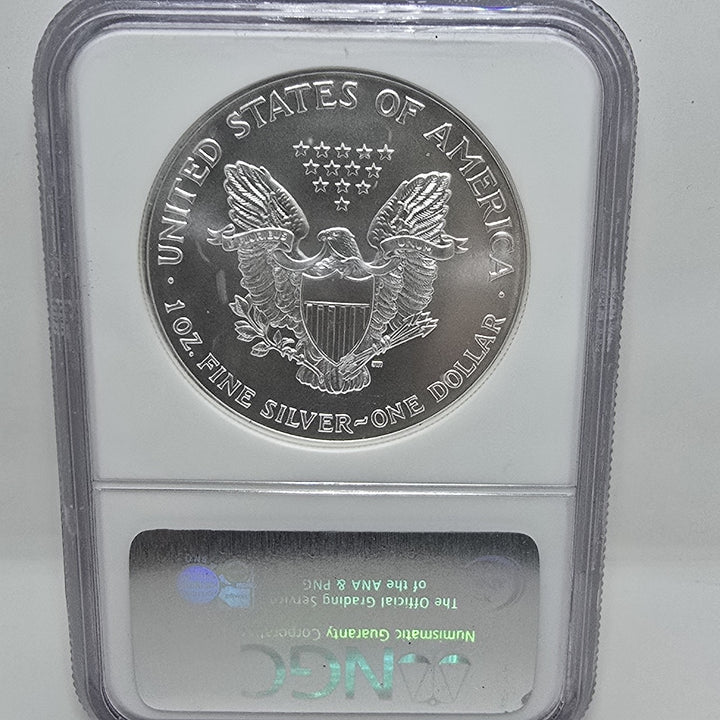 2005 American Silver Eagle, 1 Oz Fine .999 Silver USA Uncirculated $1 NGC MS69