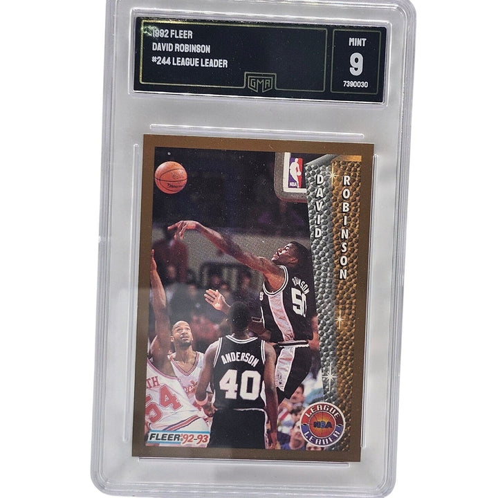 1992 Fleer David Robinson #244 League Leader NBA Spurs GMA 9 Mint HOF Basketball