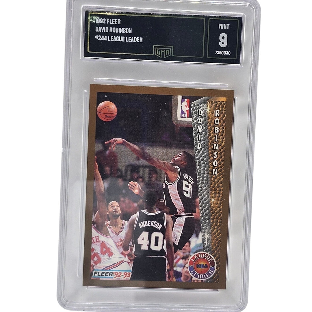 1992 Fleer David Robinson #244 League Leader NBA Spurs GMA 9 Mint HOF Basketball