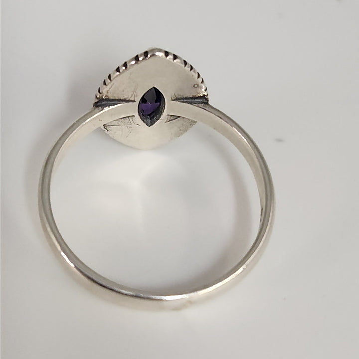 925 Sterling Silver Marquise Amethyst Ring size 8.75