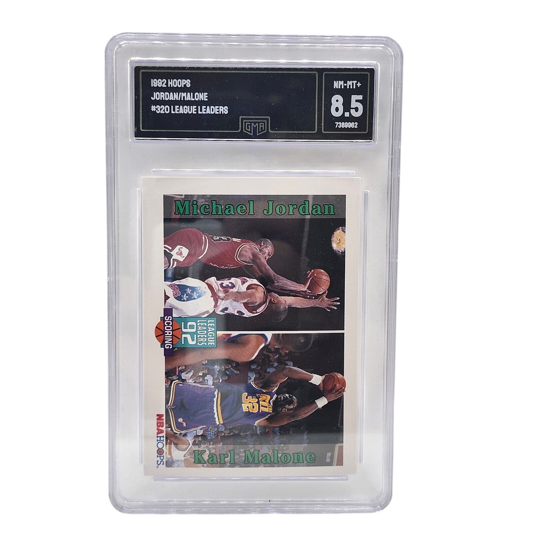 1992 Hoops Michael Jordan Karl Malone League Leaders #320 GMA 8.5 NM-MT+ Card